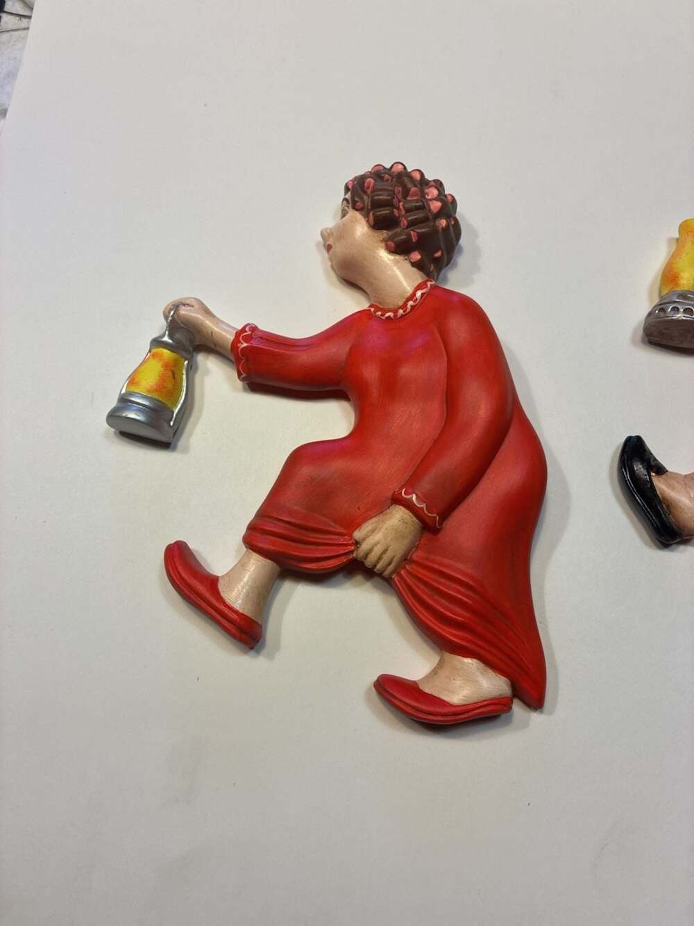 Lot of 2 VTG 1980 Ella Wall Hanging Plaque Figurines Woman and Man
